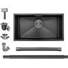 BoomHoze Lavello Cucina in Acciaio Inox, 70x40cm, Lavello Cucina 1 Vasca | Lavello Sottotop, Grande Volume di Bacino, per Lavello Domestico, Lavanderia, Ristorante, con scarico e troppopieno, Nero