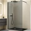 Mai & Mai Box Doccia Walk-In 110x200cm, Parete Doccia in Vetro 10mm Braccio di Sostegno 70-120cm MMBR3 Vetro di Sicurezza ESG con Rivestimento Nano Nero Bremen02VG