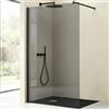 Mai & Mai Box Doccia Walk-In 140x200cm, Parete Doccia in Vetro 8mm Braccio di Sostegno 70-120cm MMBR3 Vetro di Sicurezza ESG con Rivestimento Nano Nero Bremen01VG