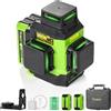 Huepar Livella Laser Autolivellante 3x360°, Huepar Livello Laser Verde 12 Linee 3D Livelle Laser con Modalità Impulso per costruzioni esterne, Batteria al Litio Ricaricabile USB, Base magnetico includere