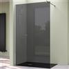 doporro Parete Doccia Walk-In 90x200 cm Senza Porta con Barra Telescopica | Vetro Temperato Grigio Fumé 8 mm, Profilo Cromato 0-15 mm, Supporto Inox 70-120 cm, Montaggio Reversibile Destra/Sinistra