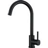 HOMEVELLO Rubinetto da Cucina CORE 35, Nero pieno, Miscelatore 360°, Miscelatore da Cucina in Acciaio Inox per Lavello, Altezza: 35 cm, Parte Della Testa: Ceramica, Design Moderno