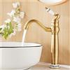 Maynosi Rubinetto alto per bagno, rubinetto alto con leva in ceramica, miscelatore monocomando per il bagno, può essere ruotato di 360°, stile country, (ottone anticato)