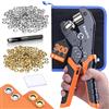 Preciva Kit de Occhielli, Pinza per Occhielli (Ø 6mm), 300 Pezzi Occhiello Oro/Argento, Punzone per Pre-Foro e Dischetto, Occhiellatrice Manuale Professionali, Occhiellatrice per Teloni, Occhielli per Tende