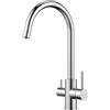 FORIOUS Rubinetto Cucina 3 Vie per Sistemi Osmosi, Doppia Leva, Cromo | Miscelatore 3 in 1 per Acqua Filtrata, Calda e Fredda, Girevole 360°, Acciaio Inossidabile, Installazione Facile, Arco Alto