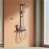 EMKE Colonna Doccia Termostatica, Antracite Opaco, 4 in 1: Soffione, Doccia per Bambini, Cascata. Filtrazione, Preimpostazione, Display Digitale. Design Moderno per il Bagno