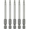 QUARKZMAN 5Pz T20 Punte Cacciaviti Torx 3 (75mm) L Set Precisione | Gambo Esagonale 1/4, Magnetiche, Senza Foro, Antimanomissione, a Stella a 6 Punte, in Acciaio S2, per Uso Industriale