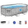 Bestway Piscina Fuori Terra Con Oblò 427x250x100 Swim Vista Con Pompa E Scaletta Bestway 56714 Pietra