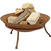 URBNLIVING Braciere rotondo in ghisa con effetto griglia, per terrazza, bruciatore da giardino, ciotola per riscaldamento da giardino, per campeggio
