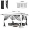 ACXIN Gazebo pieghevole da giardino, 4 x 4 m, bianco, regolabile in altezza, anti-zanzare, per balcone, terrazza, feste all'aperto, eventi, portatile, pieghevole, per giardino, campeggio, picnic