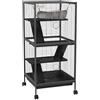 PawHut Gabbia per Piccoli Roditori in Acciaio 52x52x113.5cm Grigio | Gabbietta, Gabbia per Porcellini d'India e Cincillà, 3 Piani, 4 Ruote, Amaca, Vassoio Rimovibile