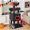 YITAHOME Tiragraffi gotico, torre tiragraffi a più piani con due posatoi, piattaforma da terra, rampa da arrampicata, pom pom ball, ornamenti ragni e tronchi sisal, Halloween per gatti, nero e rosso