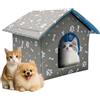 DAJASD Casetta per gatti per esterni, resistente all'inverno, 35 x 33 x 30 cm, resistente alle intemperie, grande, con tappetino morbido rimovibile e tenda, pieghevole, per interni ed esterni