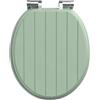 Pipishell tavoletta wc in legno a forma di O con meccanismo di chiusura morbida e cerniere in metallo lisce, copriwater a chiusura rallentata in MDF di alta qualità (Verde)