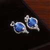 Orecchini con Spinello Blu AAA in Argento 925, Perno Ovale 7x5mm, No Nickel