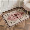 GENIMO Vintage Tappeto Ingresso Interno, 60x90 cm, Beige-rosso | Lavabile Antiscivolo, Pelo Corto, Cucina, Camera da Letto, Entrata, Scendiletto, Ufficio
