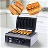 EurHomePlus Macchina per Waffle e Hot Dog, 1500W Elettrodomestico da Cucina con 6 Piastre Antiaderente, Acciaio Inox, Temperatura Regolabile 50-300°C per Cucina Domestica e Commerciale