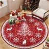 Homcomodar Tappeto di Natale Rotondo 160cm Tappeto Salotto Lavabile in Lavatrice Tapette Salotto Moderno Tappeti Pelo Corto da Scendiletto Tappeto per Soggiorno Camera da Letto