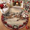 JynxtoyZeal Tappeto Natalizio, Zerbino Natalizio Ingresso 60 × 60 cm, Circolare Tappetino Antiscivolo con Motivo Natalizio,Ideale per Interni ed Esterni, Zerbino Natalizio Ingresso