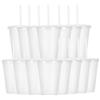 Yisituo Bicchieri per bambini con coperchio e cannuccia, 15 bicchieri di plastica, per bambini, per feste, campeggio, viaggi (15, trasparente)