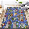 Capslpad Tappeto per auto per bambini, 100 x 160 cm, antiscivolo, con mappa della città, tappeto da gioco interattivo, lavabile, creativo, educativo, per bambini e adolescenti, decorazione per la