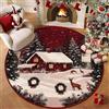 JynxtoyZeal Tappeto Natalizio, Zerbino Natalizio Ingresso 60 × 60 cm, Circolare Tappetino Antiscivolo con Motivo Natalizio,Ideale per Interni ed Esterni, Zerbino Natalizio Ingresso