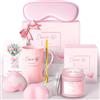 BOYUJK Regali per Donna, Set Regalo per Lei Regalo di Compleanno | Set regalo con tazza in ceramica, candela profumata, mascherina per gli occhi, 2 bombe da bagno, cucchiaino e biglietto.
