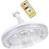 FewNvWa Ventilatore Da Soffitto con Luce per Piccolo Appartamento, Dimmerabile, per Camera Da Letto, Portalampada E27