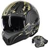ILM Casco Moto Modulare Integrale per Uomo e Donna Apribile ATV UTV con Mentoniera Reversibile a 180°ECE Model-B707,Verde Militare, M