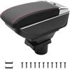 KAERGK Bracciolo Auto Compatibile con Toyota Yaris Vitz 2006-2011 | Vano Portaoggetti a Due livelli, Facile da Montare, Bracciolo Regolabile per Auto, Pelle PU, Linea Rossa