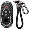 KUNIO Custodia per chiave auto, adatta per Mercedes Benz Classe C W206 GLC X254 EQE 350 GLC 300 4MATI S classe 2023 2024 portachiavi fibra di carbonio metallo 3 tasti custodia portachiavi B nero