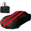 DJJUAJK Copriauto Interno Elastico per Auto Sportiva Lunghezza 400‑450 cm, Telo Copriauto Traspirante Antipolvere, Protezione per Auto Ideale per Garage Sotterranei e Mostre Auto, Colore Nero + Rosso