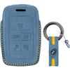 KUNIO Custodia per chiavi in pelle scamosciata, adatta per Land Rover Range Rover Sport Defender Evoque Vogue Velar, adatta per Jaguar F-Pace E-Pace, portachiavi a 4 tasti, blu