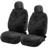 WOLTU Coprisedili Anteriori per Auto Macchina Universali Seat Cover Protezioni Sedili della Macchina in Pelliccia di Agnello Nero 2 Pezzi