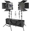 Neewer Set di 2 luci video avanzate 660 LED per fotografia, con custodia, dimmerabile, pannello di controllo a LED, con telecomando 2,4 G, schermo LCD e treppiede luminoso