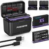 POEOSAS Batteria 360 X5 per insta360 x5, 2850 mAh X5 con caricatore rapido di tipo C, compatibile con batterie e caricabatterie Insta360 X5