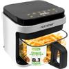 NutriChef Air Fryer Vetro 5,5L Friggitrice Senza Olio Ad Aria Calda 12 | Cottura sana | Touch screen | Compatto, 2-5 persone | 1200 W | Timer 60 min, spegnimento automatico | Lavastoviglie