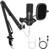 TONOR TC20 Pro - Set microfono doppio USB/XLR per podcast, set microfono professionale da studio con braccio a braccio per registrazioni, microfono a condensatore in metallo per PC, adattatore USB-A
