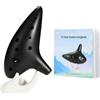 Ohuhu Ocarina di Ceramica 12 Fori Alto C con libro di canzoni, cordino da collo, supporto espositivo e custodia protettiva Nero