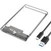 Eono Case Esterno per Disco Rigido 2.5, USB C 3.1 Gen 2 UASP 6Gbps, Tool Free Trasparente Case Hard Disk per 7mm e 9.5mm SATA I II III HDD SSD 2.5 Pollici