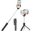 H.May Bastone Selfie Treppiede, Selfie Stick Stabile con Telecomando Bluetooth Staccabile Asta Selfie Compatibile con iPhone 15/14Pro Samsung Smartphones, Nero