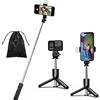 Eono Bastone Selfie Stick, 4 in 1 Mini Treppiede con Luce di Riempimento Estensibile con Telecomando Wireless Rimovibile Compatibile con 4.7-6.7 Pollici Smartphone Gopro Camera