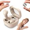 Generic Mini auricolari invisibili senza fili per lavoro, vestibilità sicura, con display a LED, suono stereo, a basso profilo, batteria 24 ore, con cavo USB (beige)