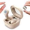 Generic Mini auricolari invisibili senza fili per lavoro, vestibilità sicura, con display a LED, suono stereo, a basso profilo, batteria 24 ore, con cavo USB (beige)
