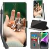 PHINIENLAND Cover per iPhone 15 Plus custodia portafoglio Gatto | 3 scomparti carte, 1 tasca banconote, Chiusura magnetica, Supporto, Pelle PU flip cover per iPhone 15 Plus