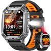 LIGE Smartwatch Uomo 1400mAh Batteria Lunga, Ampio Display HD da 2,01, Torcia LED con Pulsante, Chiamate Bluetooth, Frequenza Cardiaca & SpO2, 120+ Modalità Sportive, IP68, Android/iOS