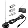 KARELLS Antenna Radio FM e DAB Interna per Stereo HiFi da Casa, Base Magnetica 75 Ohm, 3 Adattatori Cavo 3 Metri, con Base Magnetica Cavo di Prolunga, per Sintonizzatore Radio Portatile Ricevitore Stereo