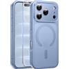 Qasyfanc Magnetica Cover per iPhone 18 Pro Max,Blu | Compatibile con MagSafe,con 1 Pezzi Vetro Temperato Pellicola, Cover Clear Slim Fit Antiurto Militare Antigiallo