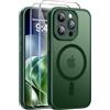 Qasyfanc Magnetica Cover per iPhone 15 Pro Max, Verde | Compatibile con MagSafe,con 2 Pezzi Vetro Temperato Pellicola, Cover Clear Slim Fit Antiurto Militare Antigiallo
