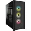 Corsair iCUE 5000X RGB Case ATX Mid-Tower con Vetro Temperato, Quattro Pannelli in Vetro Temperato, Sistema di Gestione dei cavi Corsair RapidRoute, Tre Ventole RGB da 120 mm Incluse, Nero